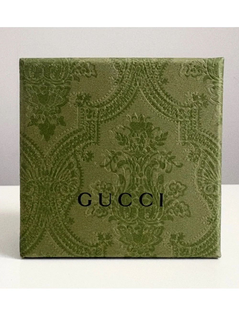 $360 GUCCI 925 Sterling Silver Green GG Chainlink Reversible Ring US 8.75 IT 19